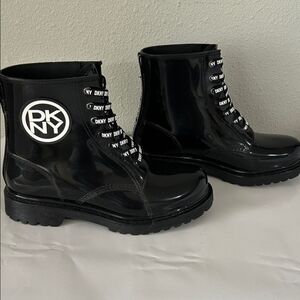 DKNY Black Lace Up Boots
